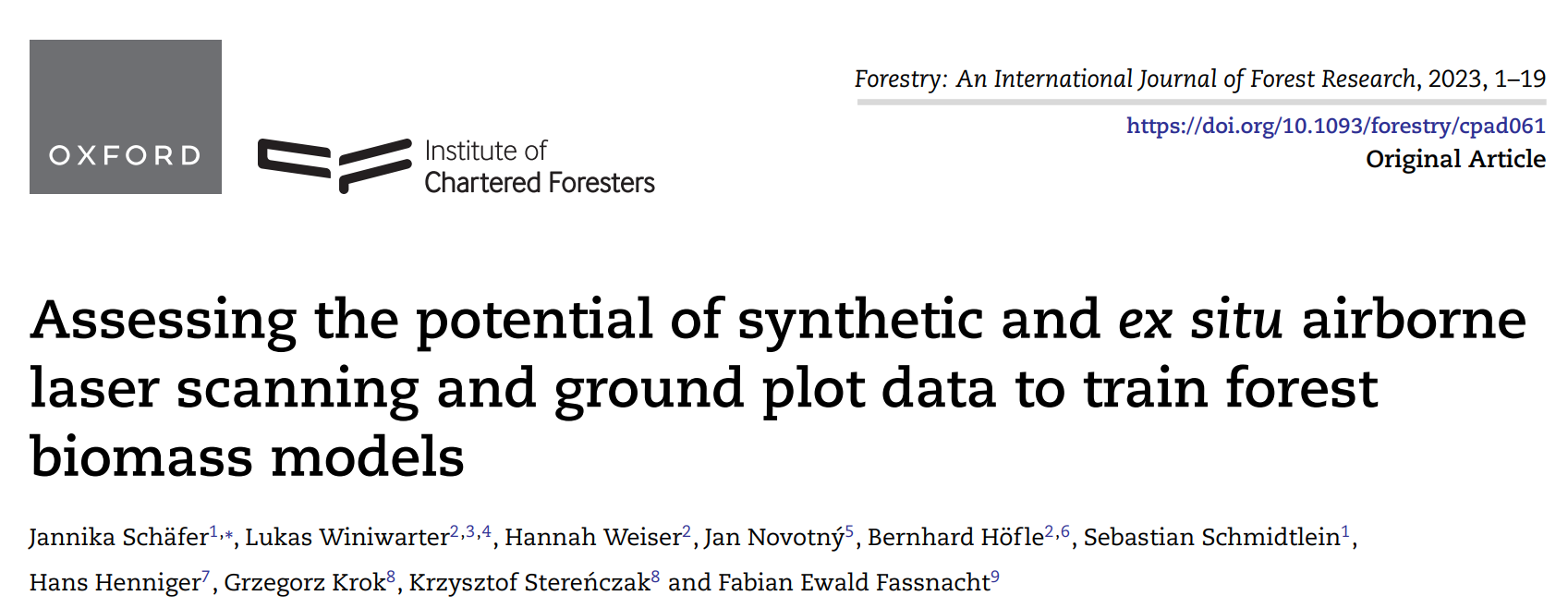 New paper on the potential of simulated laser scanning and field data to train forest biomass models