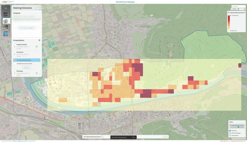 map showing the Residential Heating Emissions per Capita in Heidelberg-Neuenheim, Germany