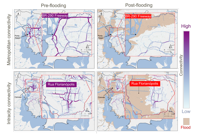 New paper “Changes in Road Centrality and Hospital Access Redundancy: Impacts of the 2024 Flood in the Metropolitan Core of Porto Alegre”